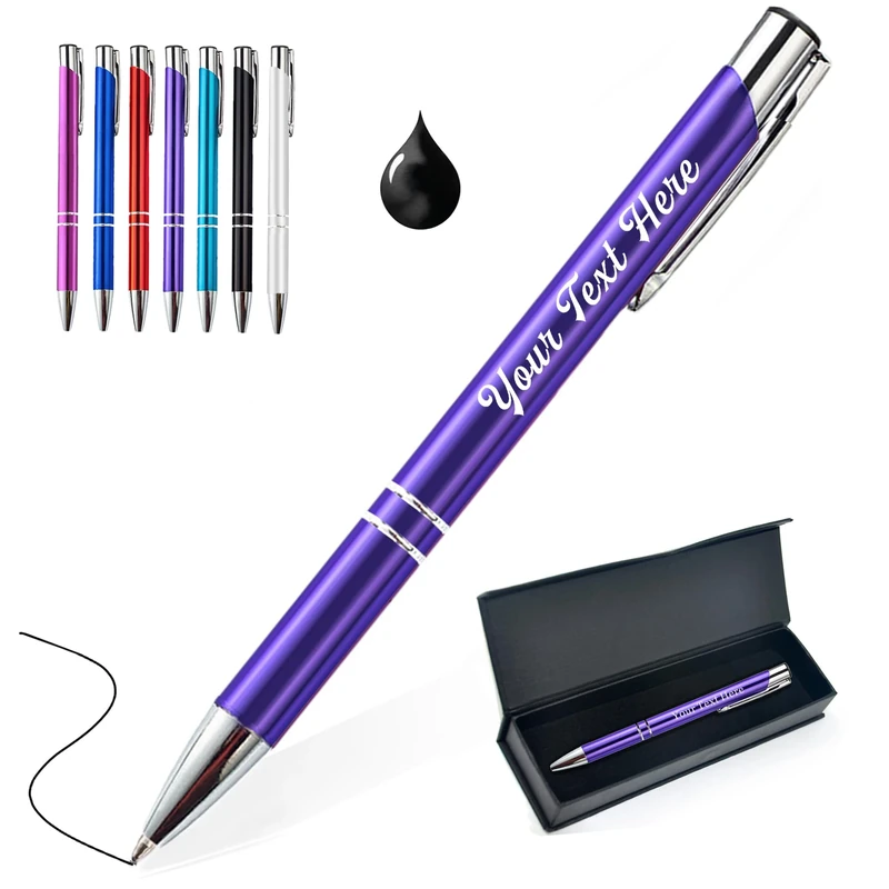 EDSG Personalised Pen with Name Engraving - Custom Ballpoint Pen Gifts for Men Women, Student, Birthday, Father's Day, Graduation, Christmas, Thank You Gifts (Purple)