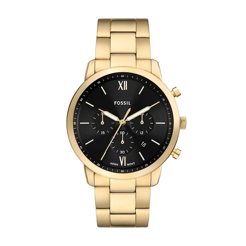 FOSSIL Neutra Watch for Men, Moonphase Multifunction Movement with Stainless Steel or Leather Strap, Smokey Black