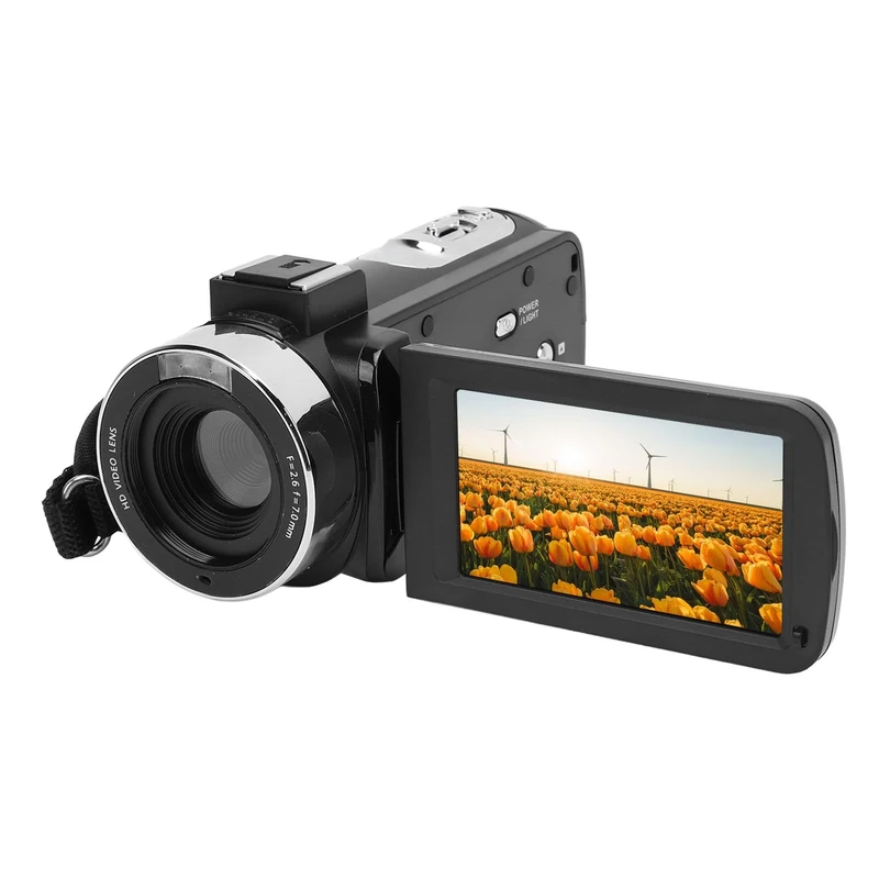 Camera Vintage Video Camcorder, 2.7K Digital Recorder 48MP 3.0 Inch Rotation TFT Screen 16X Digital Zoom for Travel