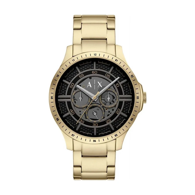 Armani Exchange Watch for Men, Quartz Multifunctional Movement and 46mm Case Size with Stainless Steel Strap, Gold Tone