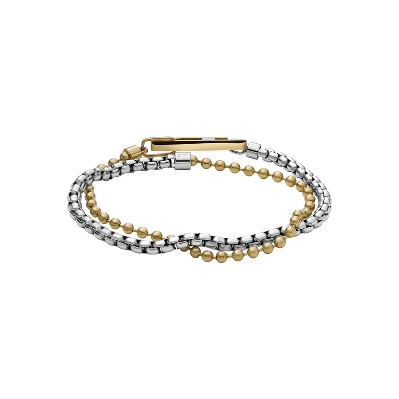 Diesel Unisex D Logo Two Tone Stainless Steel Bracelet, DX1570931