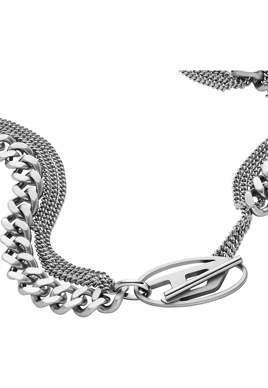 Diesel Men's Stainless Steel with Toggle clasp closure necklace Cool Silver