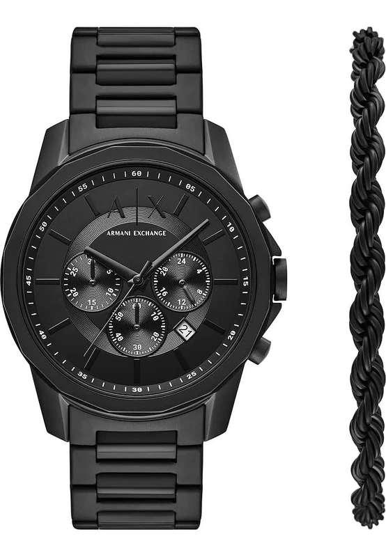 Armani Exchange Watch for Men Automatic Movement and 46mm Case Size with Stainless Steel Leather or Silicone Strap, Graphite and Jet Black