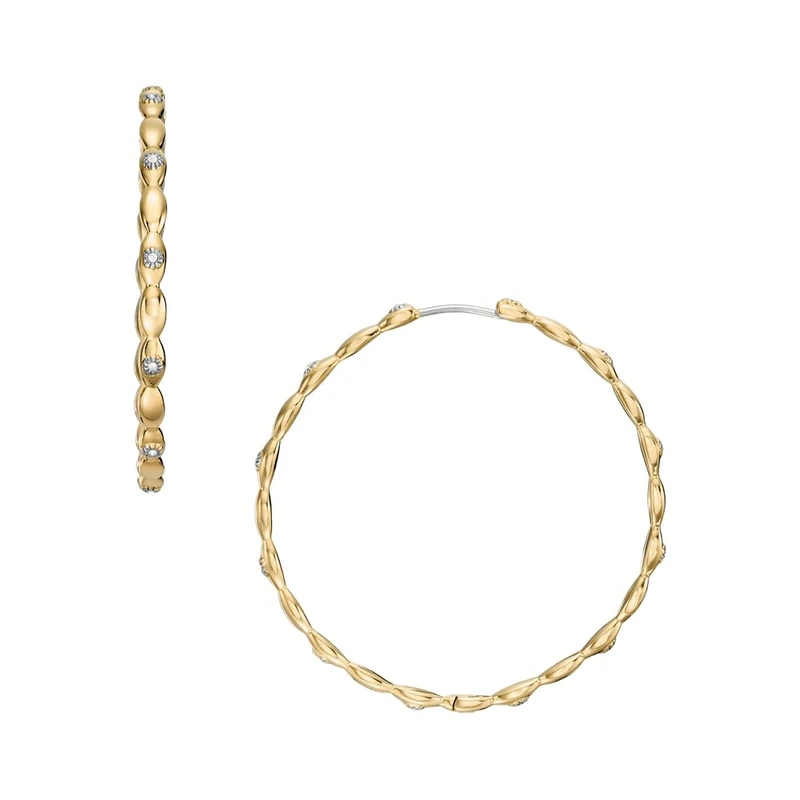 Fossil Women's Gold tone stainless Steel with hoop closure Earrings