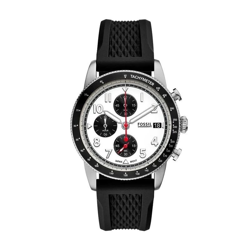 FOSSIL Sport Tourer Watch for Men, Quartz Movement with Stainless Steel or Leather Strap, Off White
