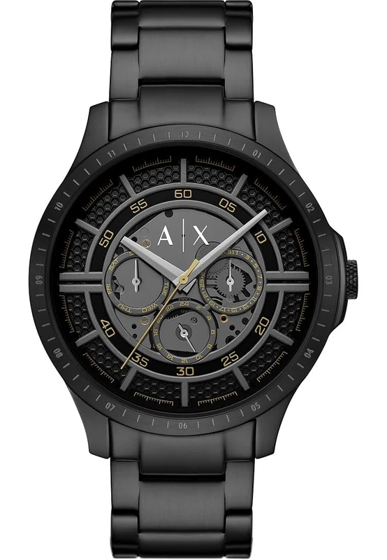 Armani Exchange Watch for Men, Quartz Multifunctional Movement and 46mm Case Size with Stainless Steel Strap, Dark Grey Set