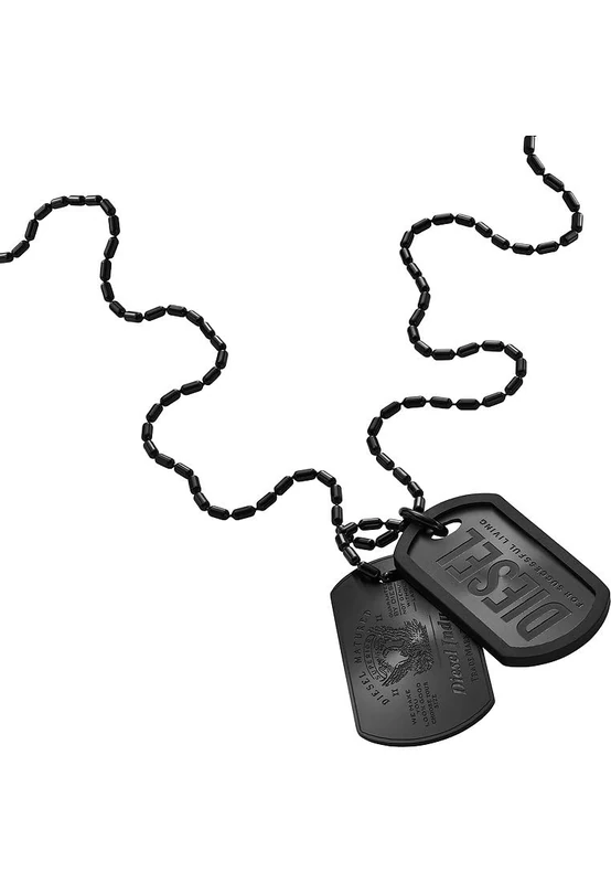 Diesel Men's Font Black Stainless Steel Necklace, DX1554001