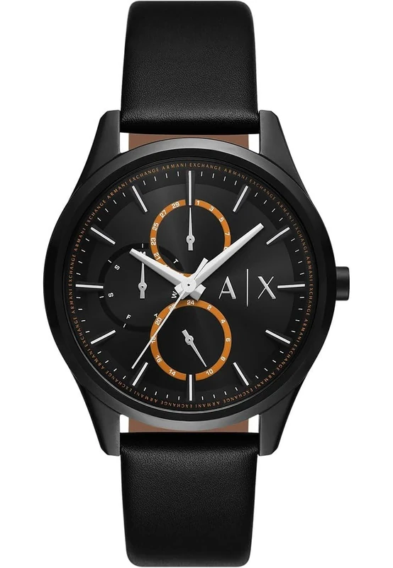 Armani Exchange Watch for Men Automatic Movement and 46mm Case Size with Stainless Steel Leather or Silicone Strap, Matt Black
