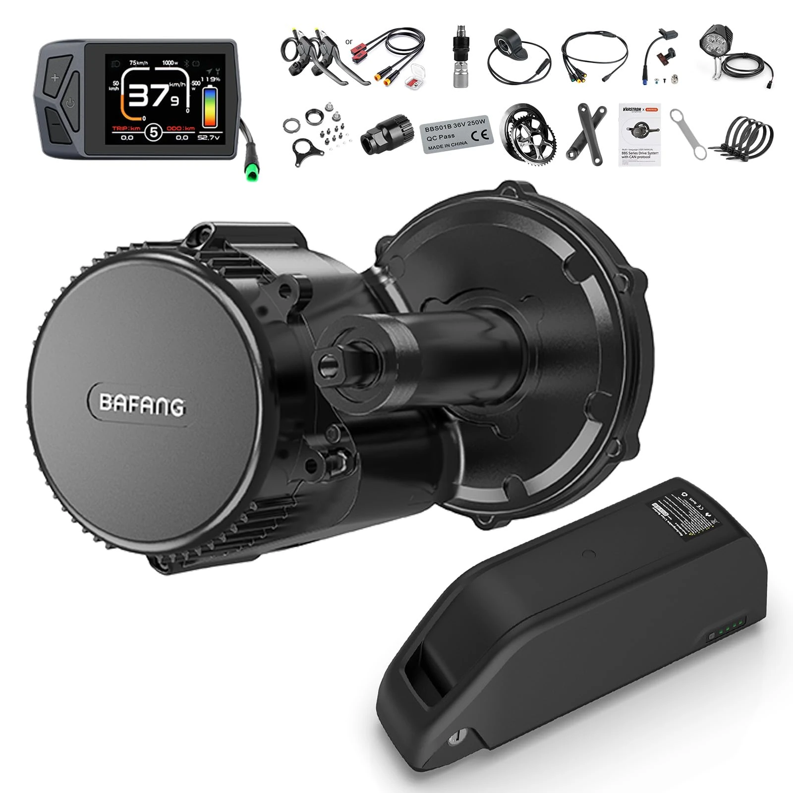 BAFANG 48V 750W Mid Drive Kit BBS02B Mid Motor Electric Bike Conversion Kit with 52V 20Ah Downtube Battery & EKD01 Display & 44T Chainring Ebike Conversion Kit for BB68-73mm