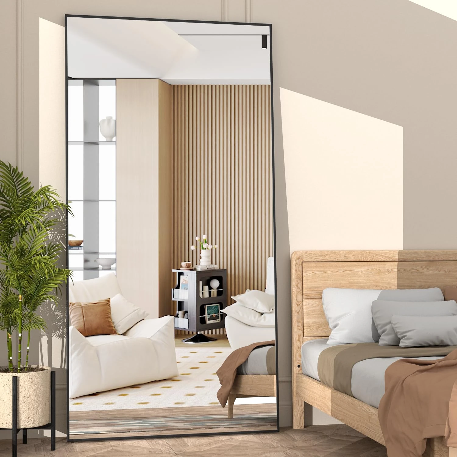 NEUWEABY Full Length Mirror 180x80 cm Floor Mirror Large Black Body Mirrors Rectangle for Bedroom Living Room Standing Hanging or Leaning Against Wall Aluminum Alloy Frame