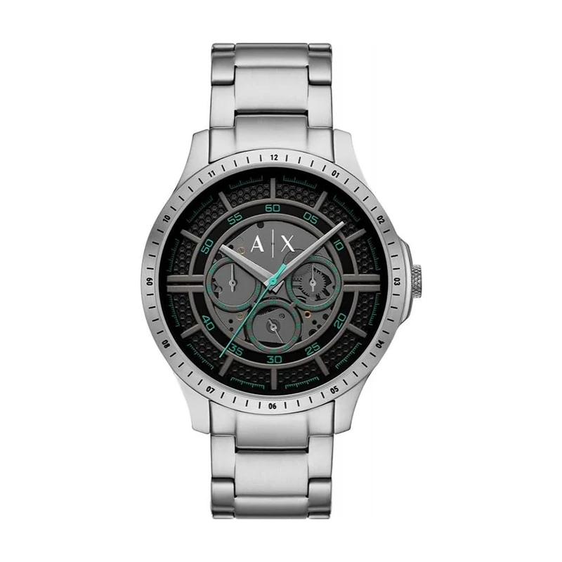 Armani Exchange Watch for Men, Quartz Multifunctional Movement and 46mm Case Size with Stainless Steel Strap, Graphite and Charcoal