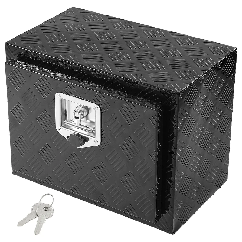 VEVOR Underbody Truck Box, 18" x 12" x 14" Pickup Storage Box, Heavy Duty Aluminum Diamond Plate Tool Box with Lock and Keys, Waterproof Trailer Storage Box with T-Handle Latch for Truck, Van, Trailer