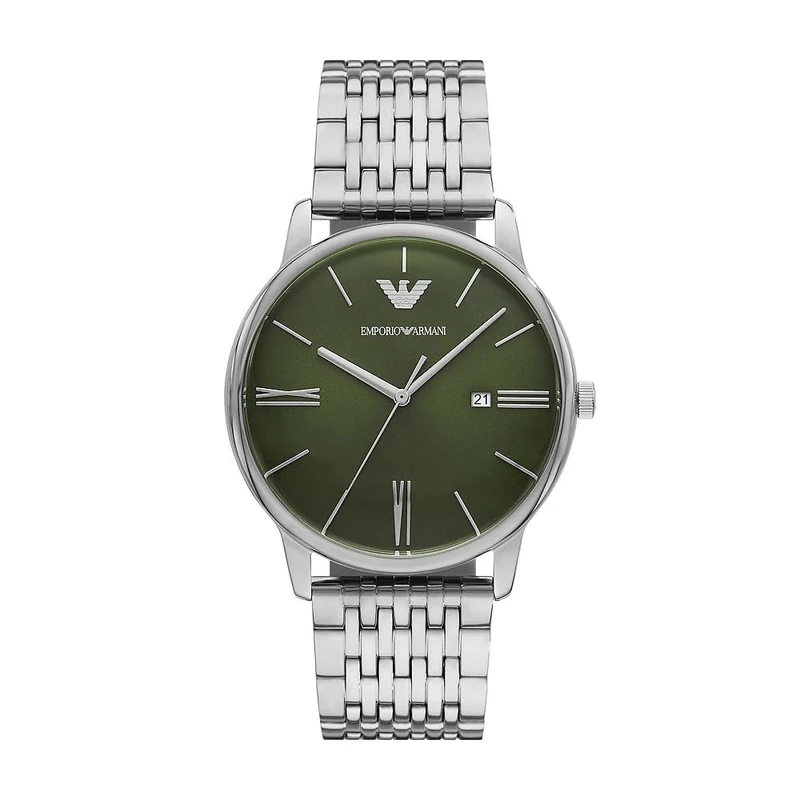 Emporio Armani Watch for Men, Quartz Three Hand Date Movement and 42mm Case Size with Stainless Steel Strap