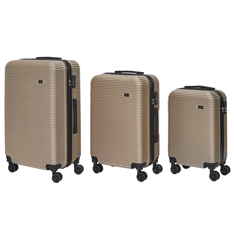 JET LAG, Set of 3 Ibiza Suitcases 43L 68L 95L, Elegant and Modern Design, Optimal Storage Capacity, Robust and Durability, Comfort and Maneuverability, Reinforced Safety, champagne