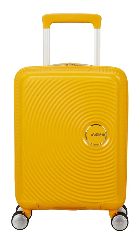 American Tourister Soundbox Mini - Children's Suitcase 47 x 32 x 21 cm, 22 L - Hard Shell Hand Luggage Trolley, Suitable for EasyJet - Lightweight with 4 Wheels, Yellow (Golden Yellow)