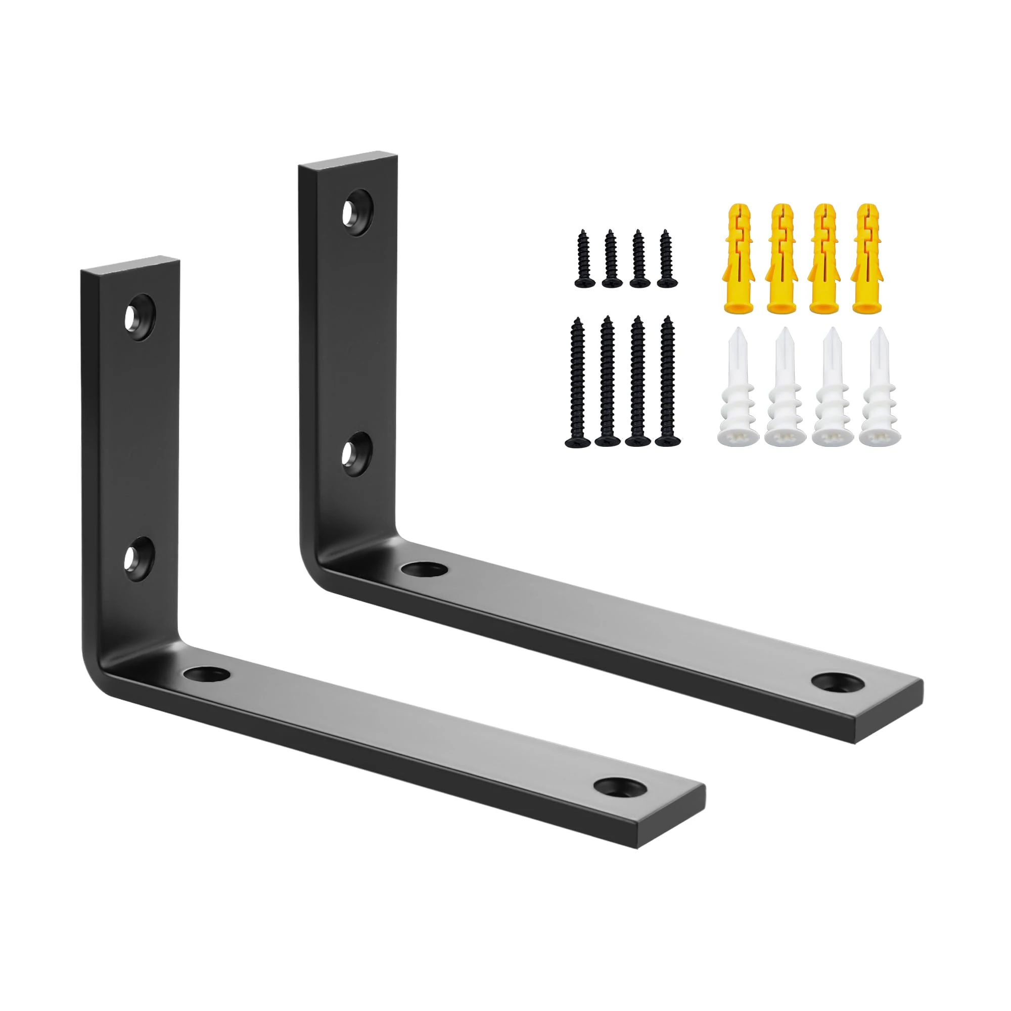 SAYAYO Black Shelf Brackets Heavy Duty 5MM Thick Angle Bracket Metal L Brackets for Shelves, Wooden Shelf Bracket & Supports Wall Hanging Corner Brace, 150mm*100mm, 2 Pack, EJZX23106B-2P