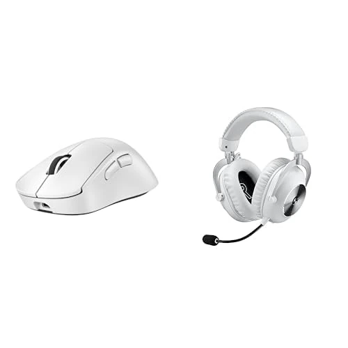 Logitech G PRO X SUPERLIGHT 2 DEX LIGHTSPEED Wireless Gaming Mouse, 32k DPI Sensor, USB-C Charging + PRO X 2 LIGHTSPEED Wireless Gaming Headset, 50mm Graphene Drivers - White