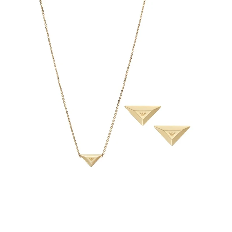 Emporio Armani Women's Gold-Tone Stainless Steel Necklace and Earrings Set, EGS3160SET