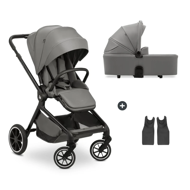 hauck Move N Care 2-in-1 Pushchair with Baby Carrycot from Birth up to 22 kg, Reversible Seat, Reclining, Rubber Wheels, Suspension, UV Protection 50+, Foldable, Dark Grey