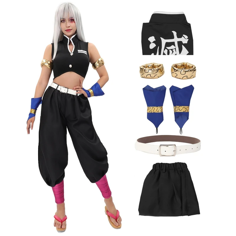 C-ZOFEK Women's Cosplay Costume Full Set with Armband Wrist Brace Gaiters for Halloween Party (Black, X-Small)