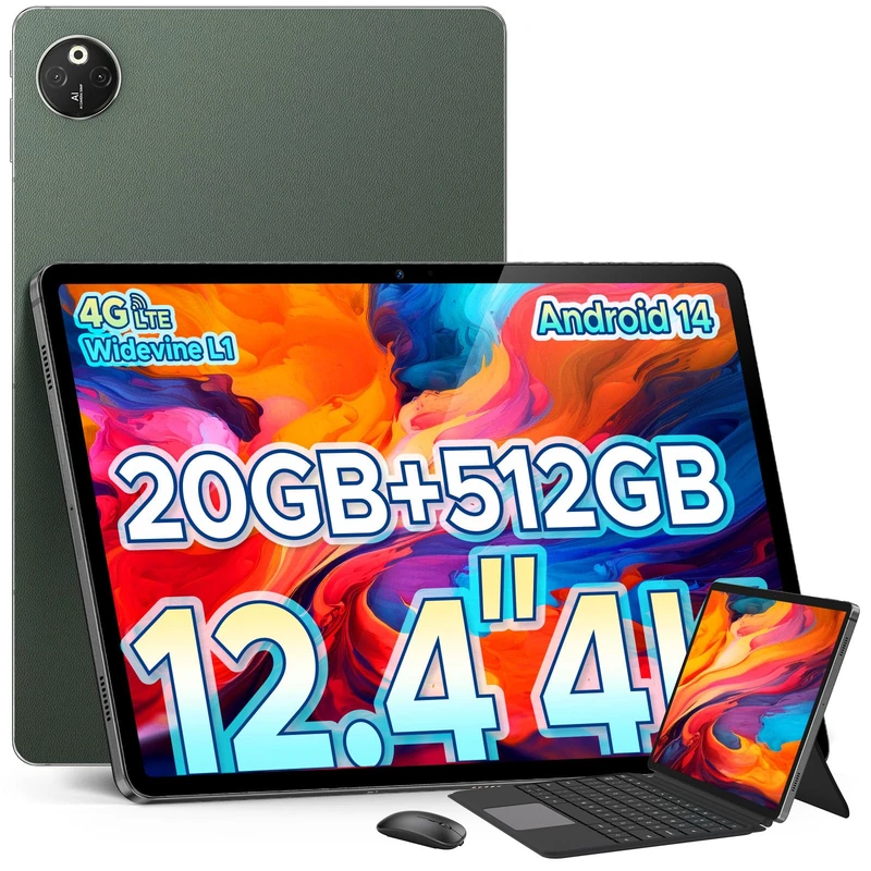 Tab E3 Max 14 Inch Tablet Android 14 Gaming Tablet with Keyboard, 13500mAh Battery MTK G100 Octa-Core Android Tablets 32GB RAM+256GB ROM (2TB TF), 2.1K (2160 * 1440), 4G LTE/5G WiFi/Widevine L1