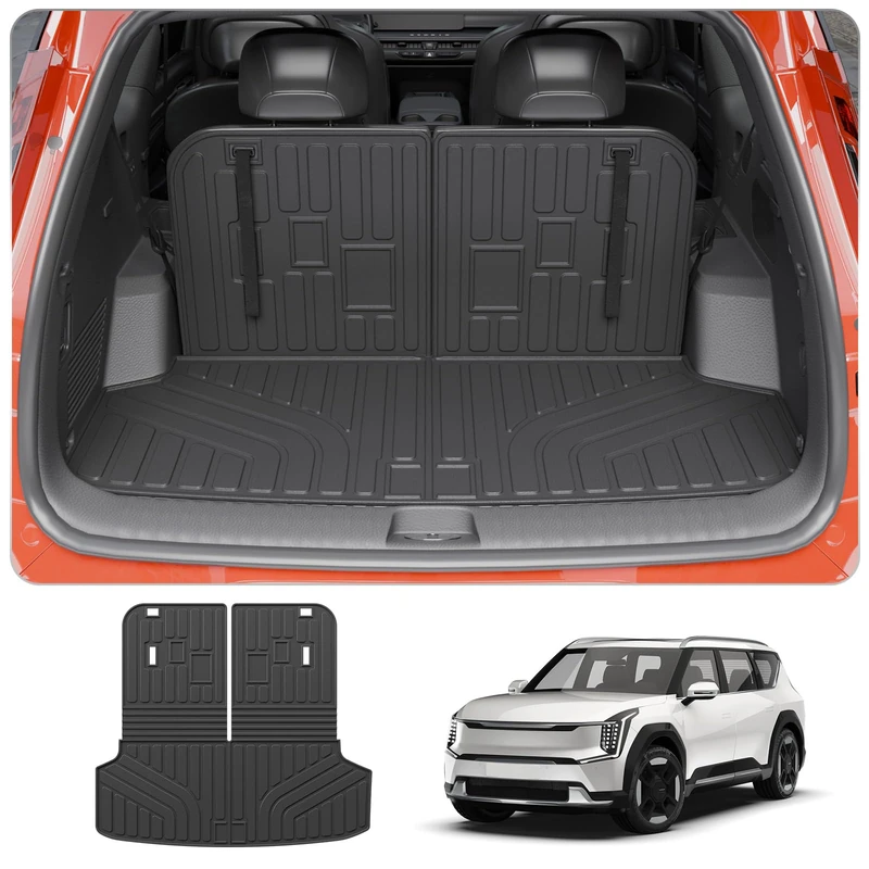 Thinzyou Cargo Mat Compatible with 2024 2025 2026 Kia EV9 Trunk Mat Cargo Liner TPE All Weather Back Seat Cover Protector 3rd Row Trunk Liner 2024 Accessories (6&7 Seats, Trunk Mat with Backrest Mats) - Image 1