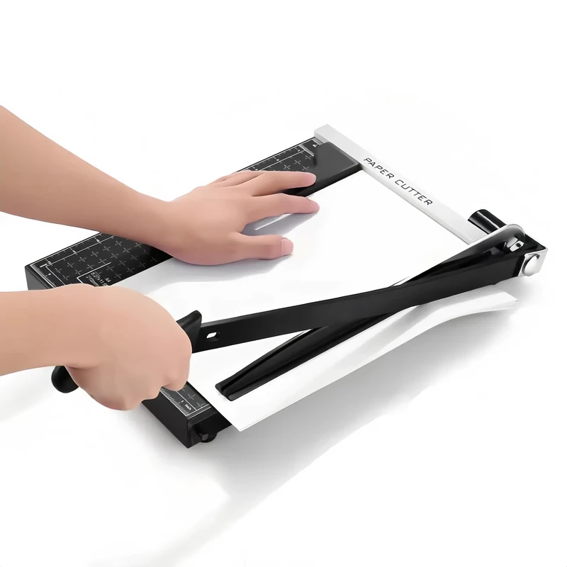 Professional A4 Paper Cutter, Lever Cutter, Rotary Cutter, Photo Cutter for School and Office, 32 x 25 x 3 cm, Black