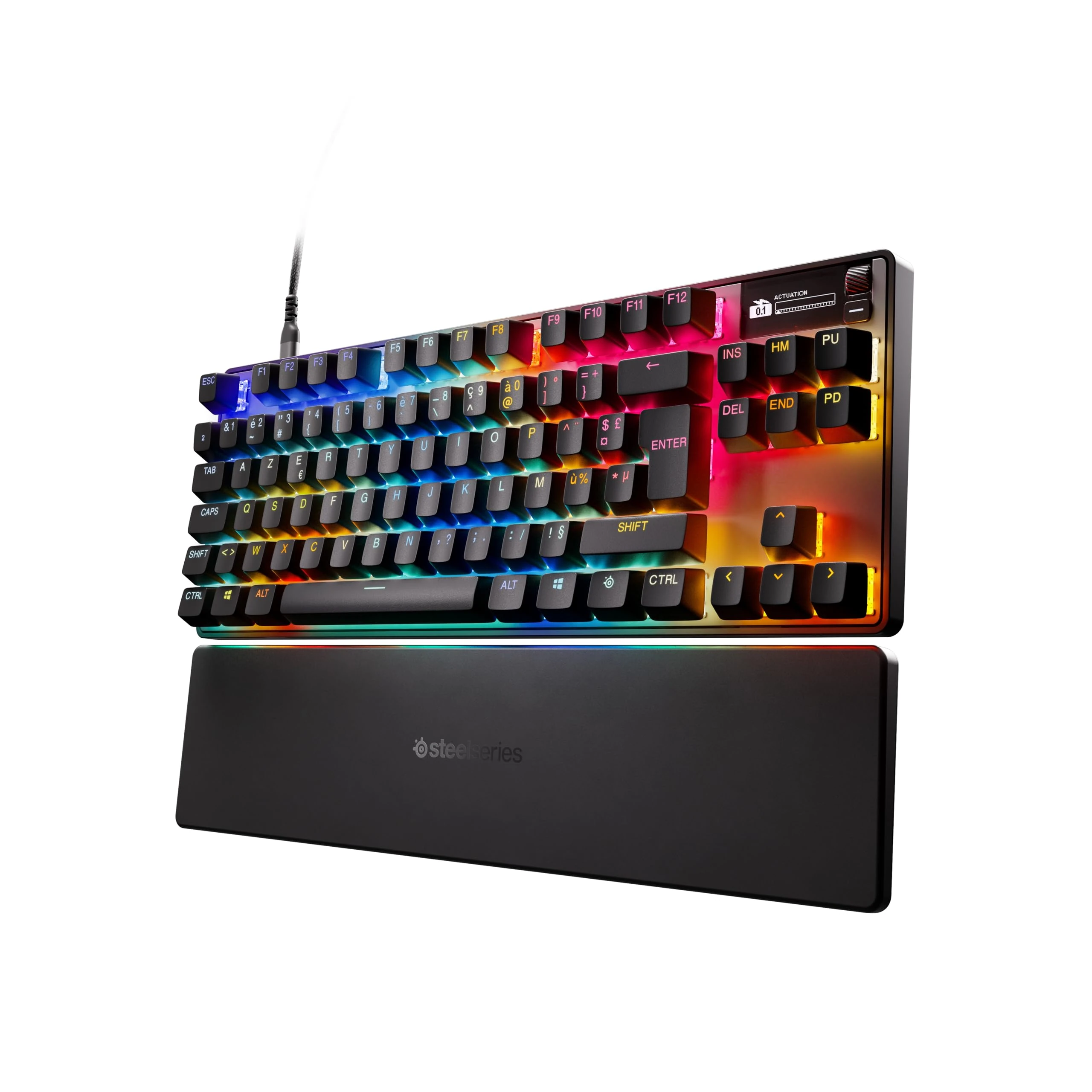 SteelSeries Apex Pro TKL Gen 3 - Gaming Keyboard - Hall Effect Switches; OmniPoint 3.0 - Adjustable Actuation - Game-Ready Presets - Rapid Trigger, Protection Mode, Rapid Tap/SOCD - French AZERTY