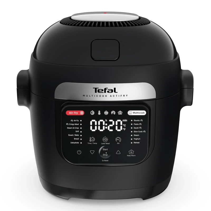 Tefal Rapid Multi Cooker & Air Fryer, Auto Stirring Tech, 14 Programmes including Steam, Grill, Roast, Risotto, Slow Cook, Crispy, Multi Layer Cooking, 6L Capacity, Black, MY7408G1