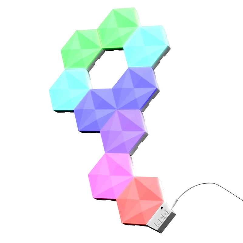 Trust Gaming GXT 902 Vybz RGB Hexagonal LED Light Panels, 9 Panels, 44 Modes, Music Sync, App & Voice Control, Plastic, Multicolor