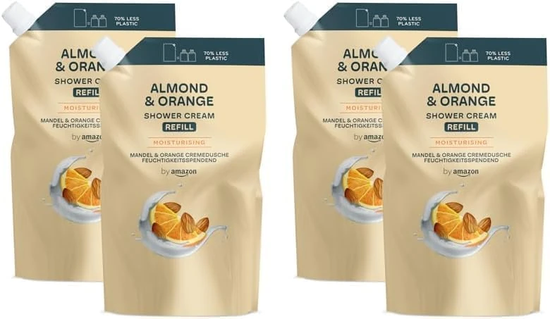 by Amazon Almond & Orange Shower Gel Refill, 2 x 1000ml (Pack of 2)