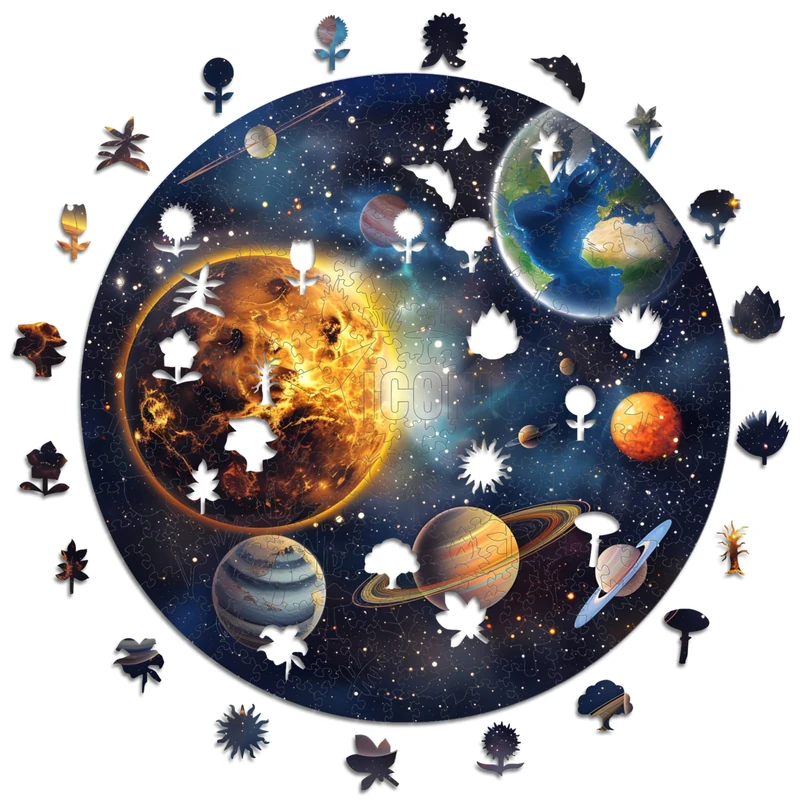 Iconic Puzzles - Solar Harmony, Fantasy, 100% sustainable wooden puzzle, Gifts for Children and Adults, size L, 200 Pieces