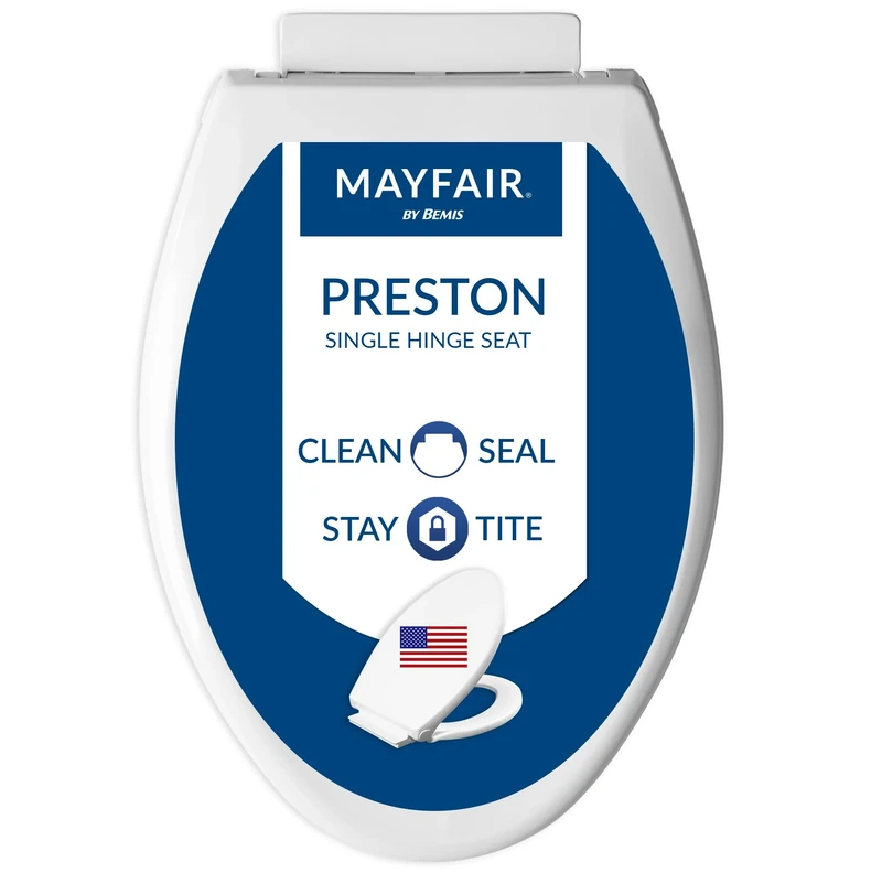 Mayfair 1898SLW 000 Preston Easy to Clean Single Hinge Toilet Seat, Colour: White, Elongated