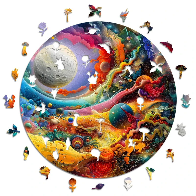 Iconic Puzzles - Powerful Moon, Fantasy, 100% sustainable wooden puzzle, Gifts for Children and Adults, size L, 600 Pieces