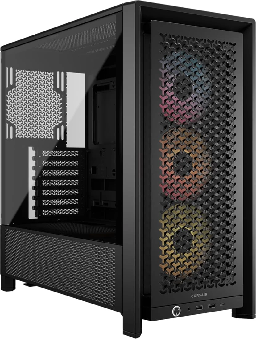 CORSAIR FRAME 4000D RS ARGB Modular Mid-Tower ATX PC Case – High Airflow, 3x Pre-Installed RS ARGB Fans, InfiniRail™ Fan Mounting System, ASUS BTF, MSI Project Zero, Gigabyte Project Stealth – Black