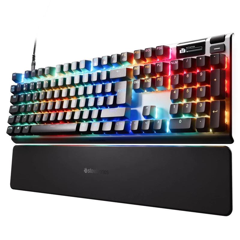 SteelSeries Apex Pro Gen 3 - Gaming Keyboard - Hall Effect Switches; OmniPoint 3.0 - Adjustable Actuation - Game-Ready Presets - Rapid Trigger, Protection Mode, Rapid Tap/SOCD - Nordic QWERTY