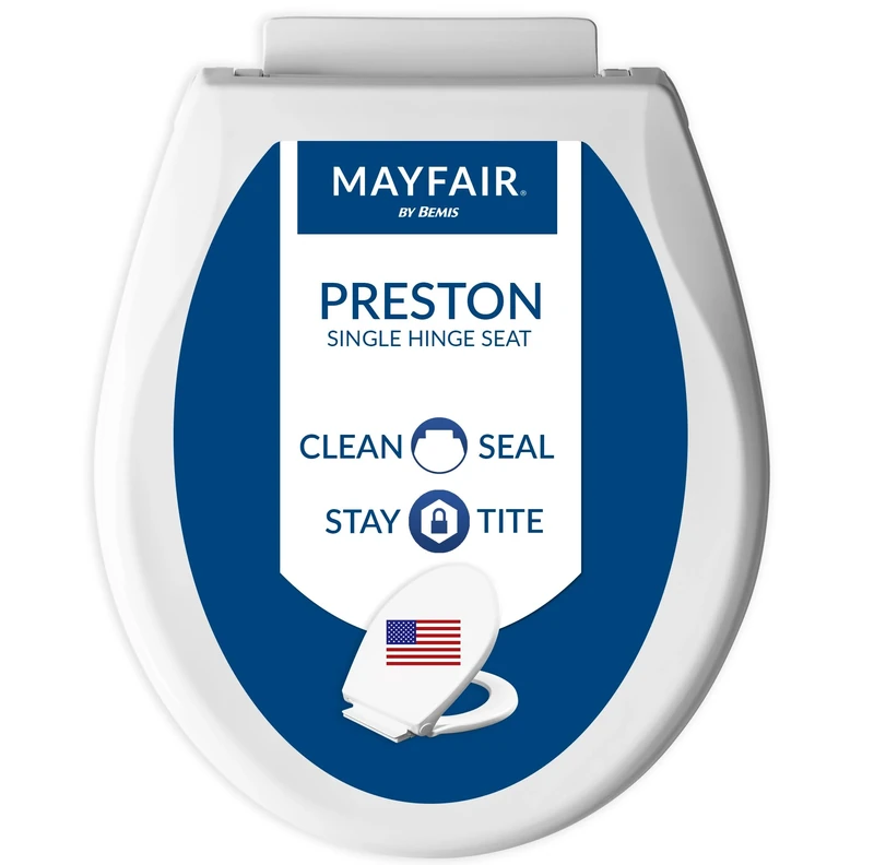 Mayfair 898SLW 000 Preston Easy to Clean Single Hinge Toilet Seat, White, Round