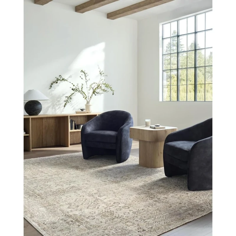 Livabliss x Galey Alix Vintage Rug - Area Rugs for Living Room 200x275 cm, Bedroom - Scandi Neutral Rugs, Traditional Patterned Boho Style, Natural Easy Care Pile - Large Rug, Taupe, Brown, Mustard