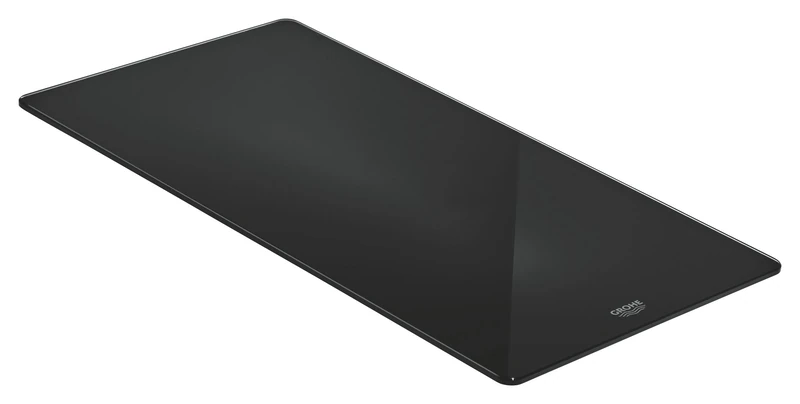 GROHE Glass Chopping Board, Over Kitchen Sink Cutting Board, 240 x 450 mm, Thickness 5 mm, Break-Proof, Dishwasher Safe, Black, 40786K00