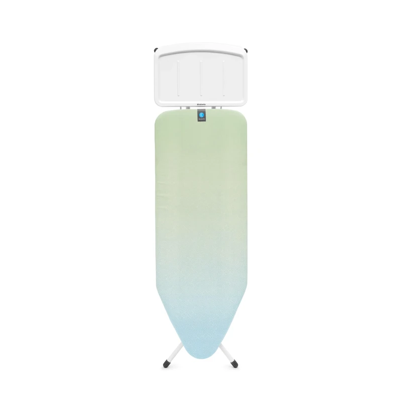 Brabantia Ironing Board C, 124x45cm - Soothing Sea | 100% Fairtrade Cotton | For Steam Generator Irons | Large Metal Steam Unit Holder | Stable & Large Ironing Board | Foldable with Adjustable Height