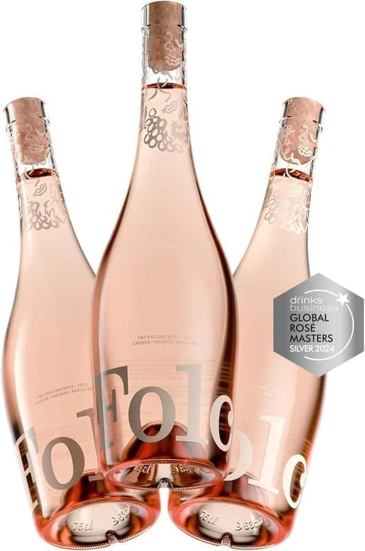 Folc English Rosé Wine - Elegant Pale Pink, Beautifully Refreshing with Wild Strawberry Flavours, Crisp and Dry, Gift for Any Occasion, Send to Good Folk (3 x 75cl Bottles)