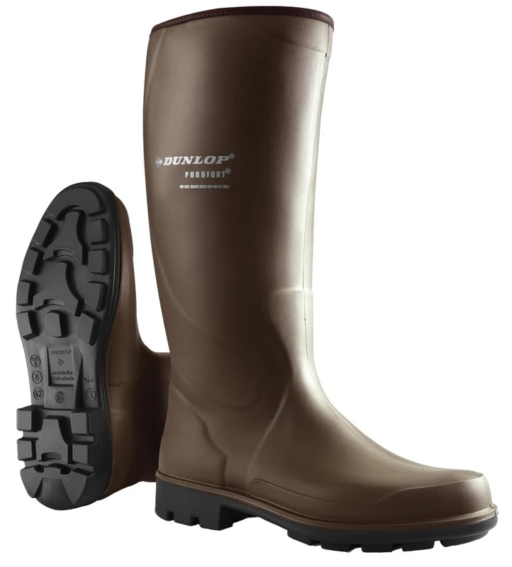 DUNLOP Purofort Terroir PRO Wellington Boot - Unisex, Lightweight and Thermal Insulated, Dirt Repellent Work Wellies, Dark Brown - EU41, UK7