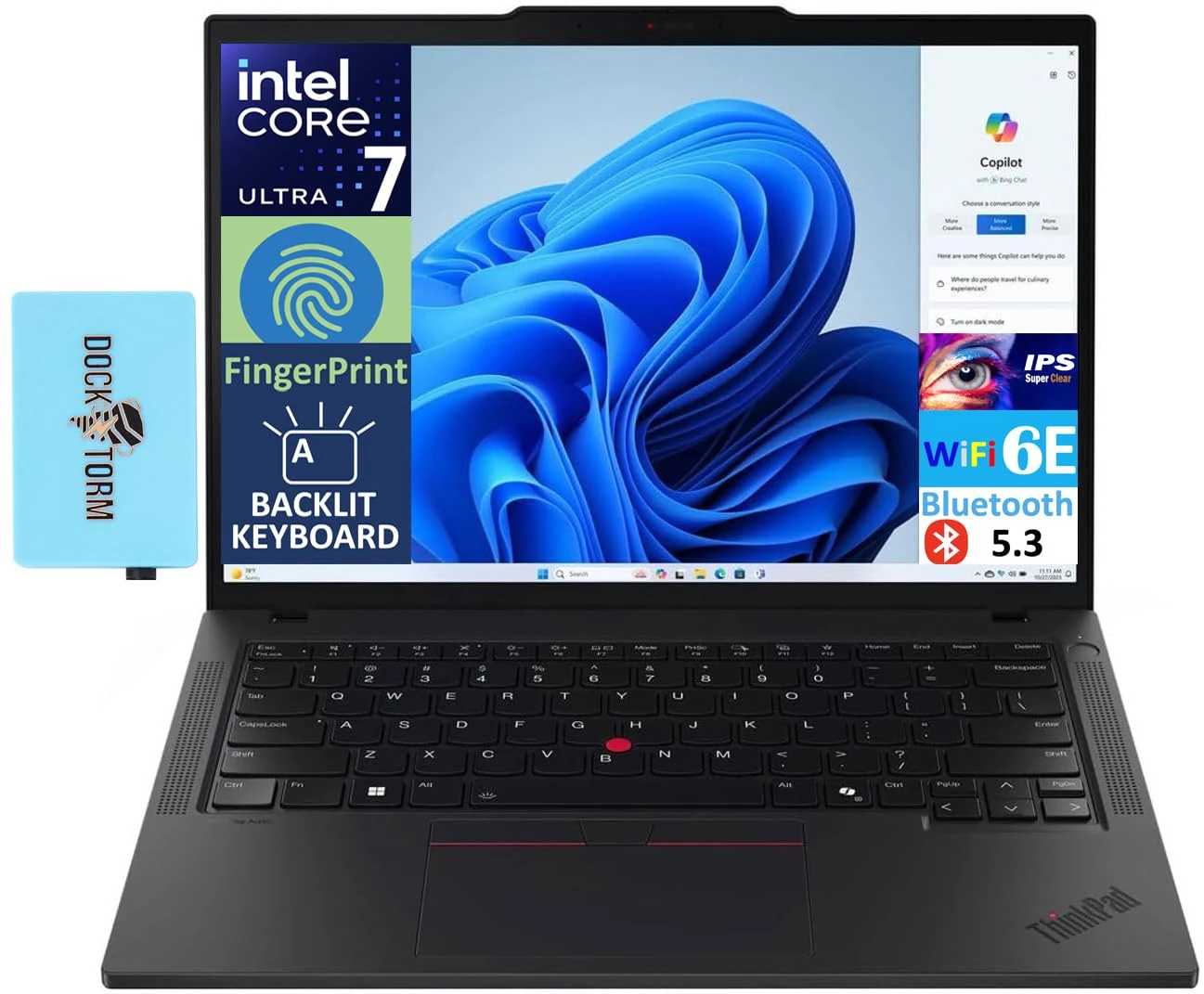 Lenovo ThinkPad T14 Gen 5 AI Powered Business Laptop 14.0" IPS FHD+ Display (Intel Core Ultra 7 155U(>i7-13700H), 32GB DDR5, 2TB SSD, Copilot, Backlit KB, FP, Win 11 Pro) w/DKZ USB Port Expander