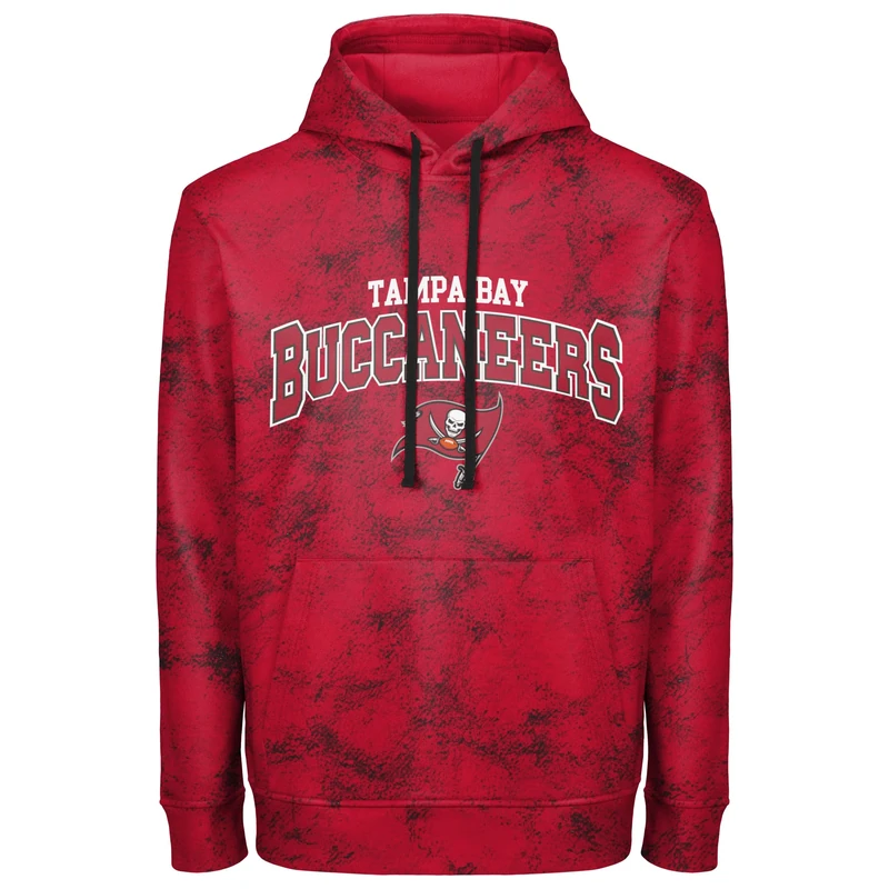 FOCO NFL Men's Officially Licensed Big Logo Wordmark Camo Performance Game Day Team Color Pullover Sweatshirt Hoodie, Tampa Bay Buccaneers - Red, Large