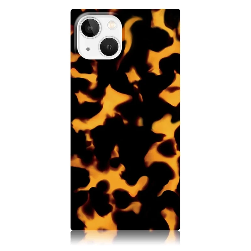FLAUNT Official Square Protective Case - Compatible with iPhone 13 - Wireless Charging - Stylish Drop Tested Shockproof Phone Case - (Tortoise Print)