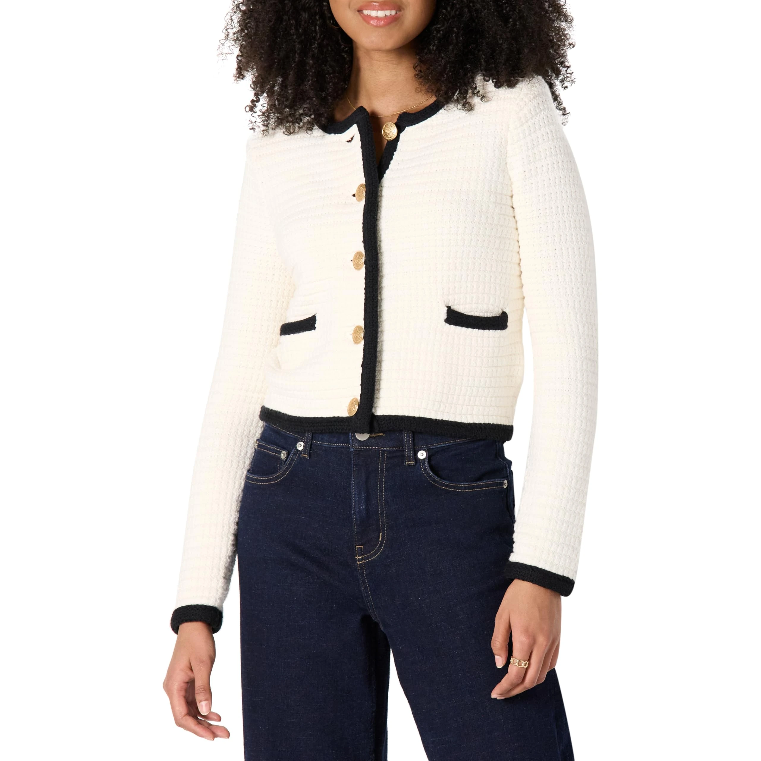 Amazon Essentials Women's Regular-Fit Midweight Cardigan Sweater, Eggshell White, Medium