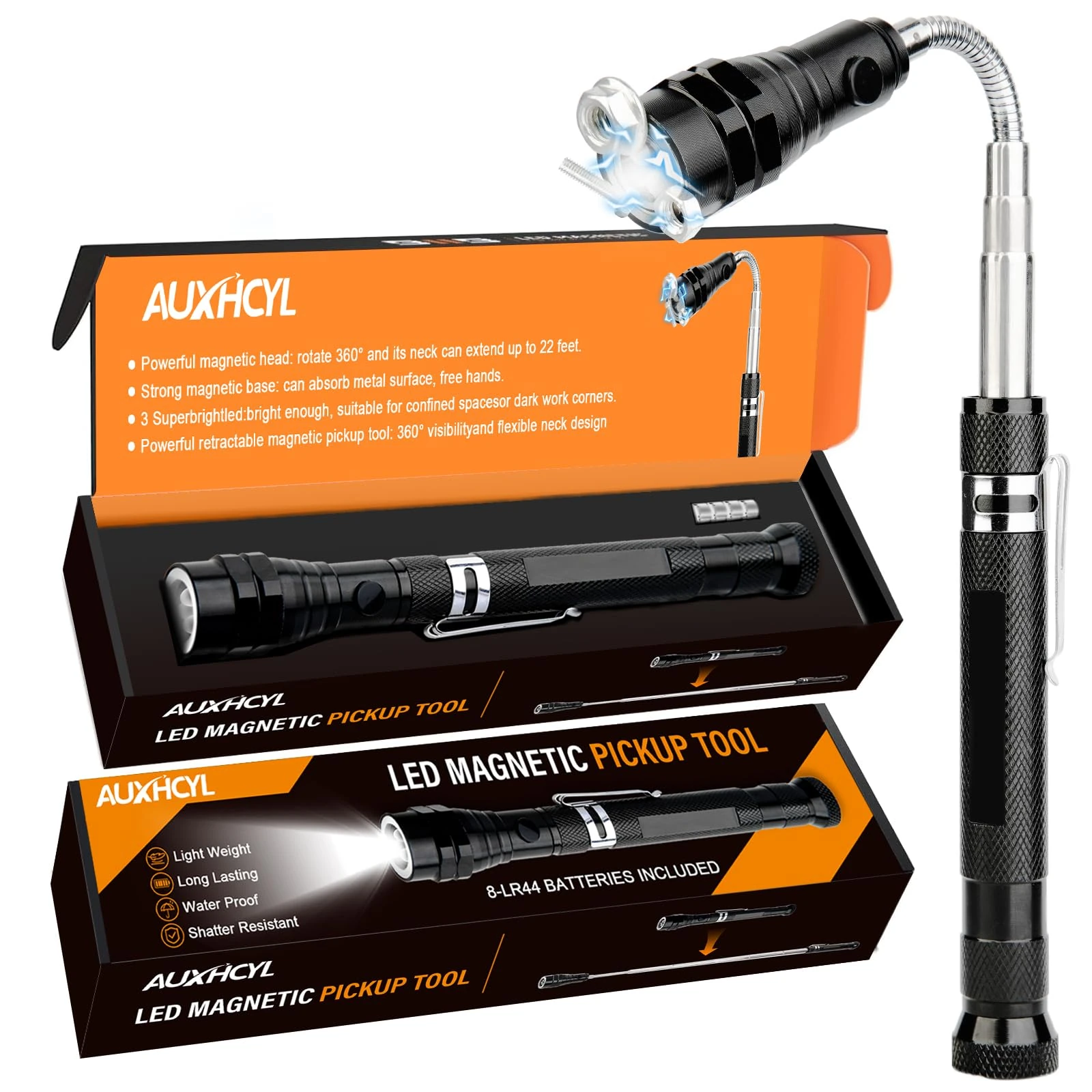 AUXHCYL Gifts for Men, LED Telescopic Magnetic Pickup Tool Christmas Gifts for Dad, Technology Gadgets Gifts for Mens who Have Everything, Dad Birthday Presents DIY Tools, Stocking Fillers for Men