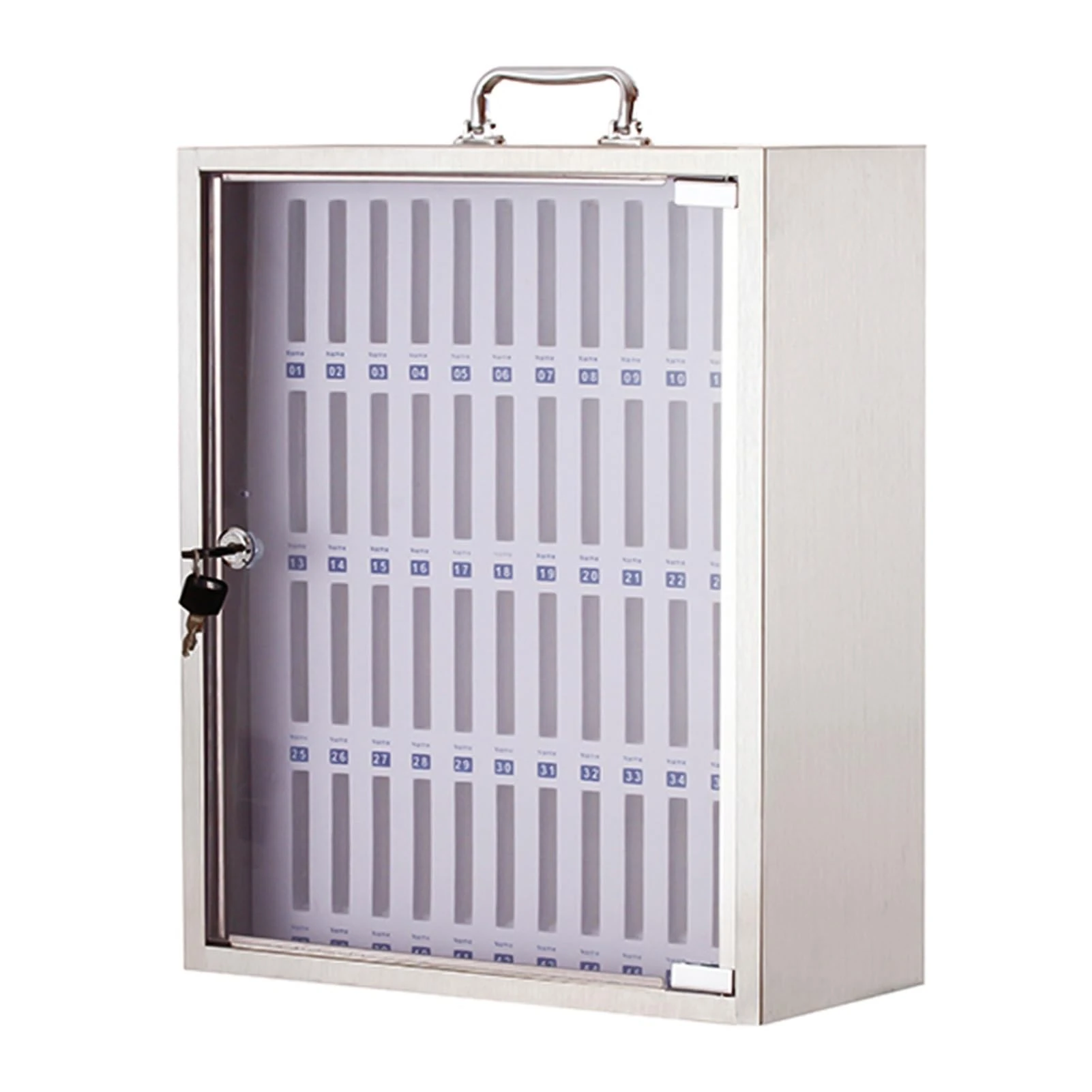 Aioneer Stainless Steel Phone Storage Cabinet,with Portable Handle & Soft Inner,Lockable Cell Phone Holder,Phone Safe Organizer with Numbers,Secure Phone Locker,for School