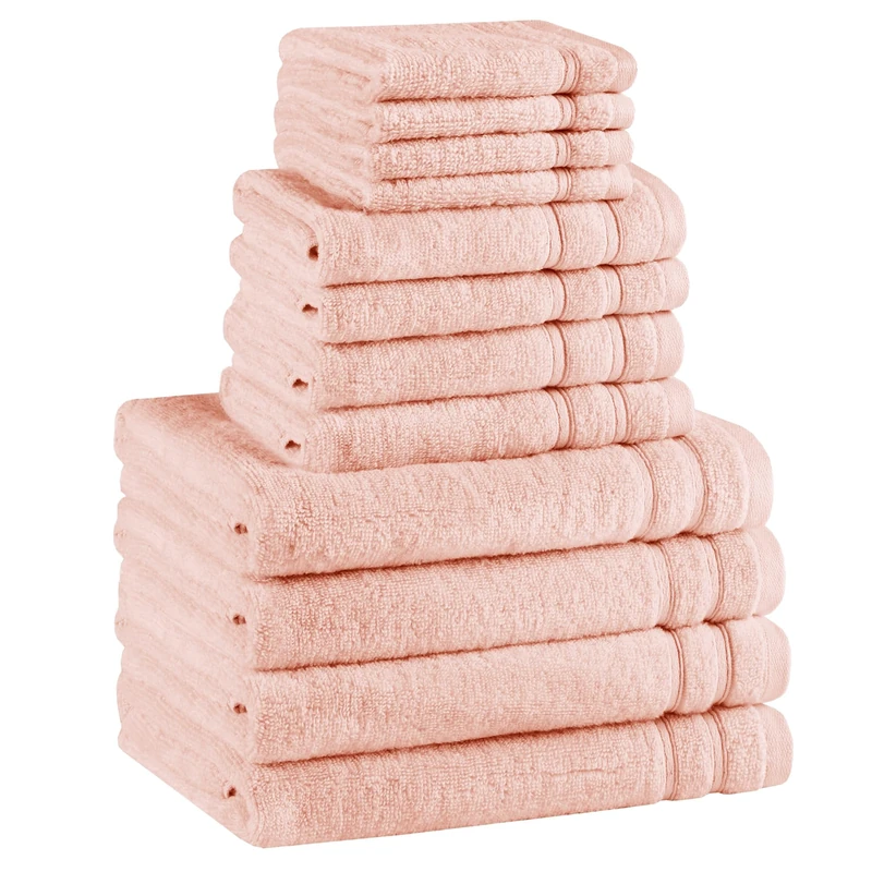 Comfort Spaces Towel Set for Bathroom 12 Piece Luxury Bath Towel Set 4 Hand Towel for Bathroom 4 Washcloth 4 Large Bath Pink Towel Sets 100% Cotton Quick Dry Towel Zero Twist Soft Lightweight Blush