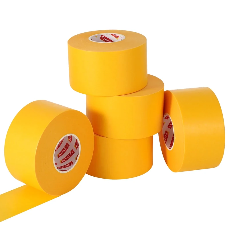 Fyguard 5 Rolls Painters Tape Orange, 48mm x 50m Masking Tape Decorating Tape Painting Tape Heat Resistant for Sharp Lines and No Paint Bleed